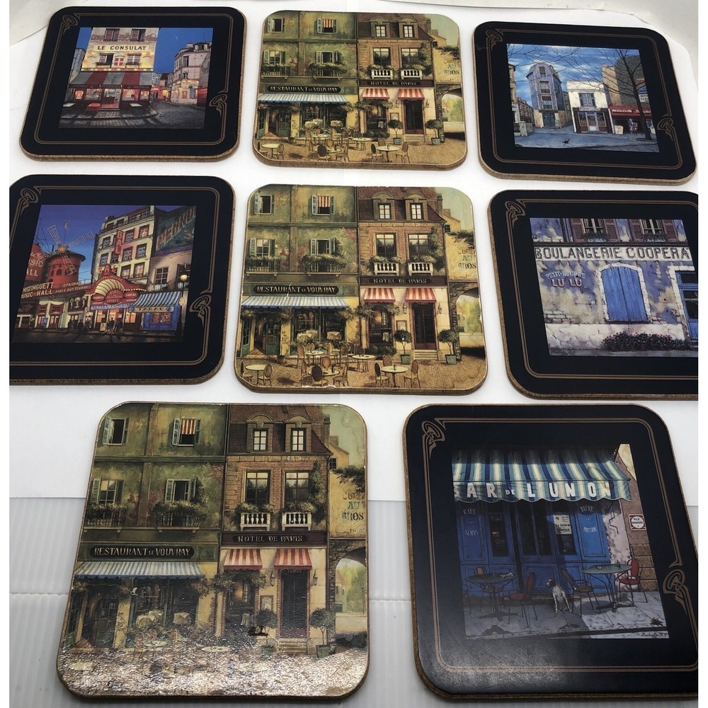 8 Vintage French Landmarks Coasters Pimpernel Made‎ In England